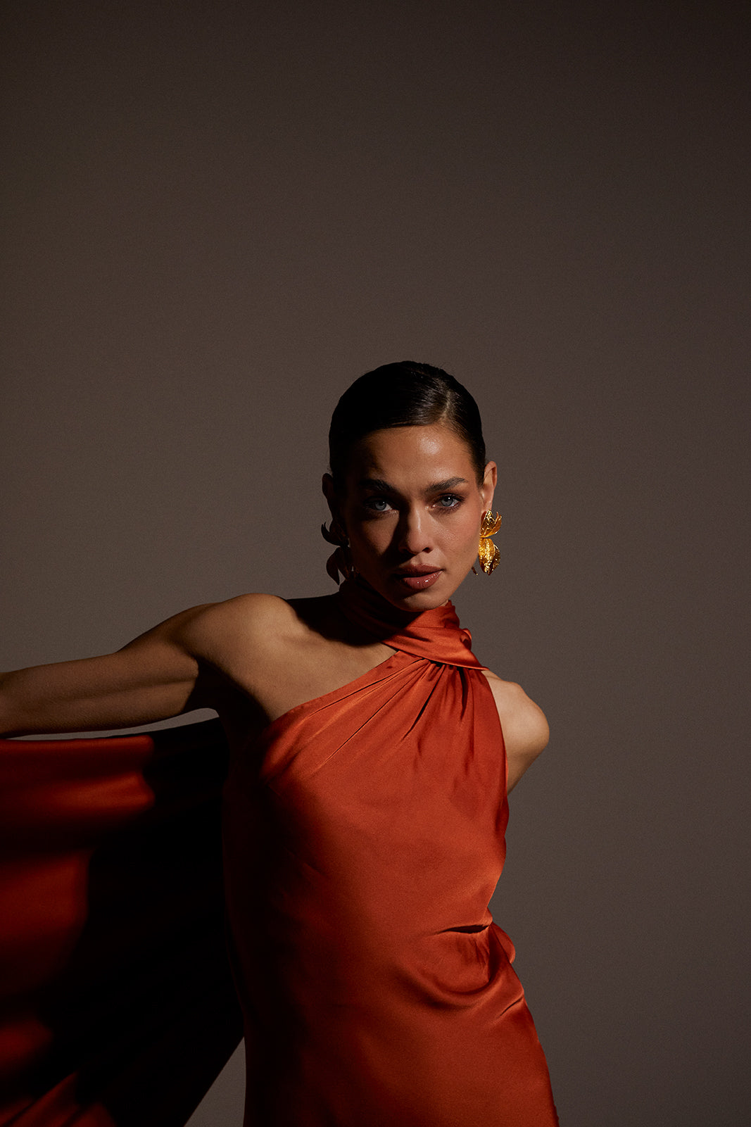 Terracotta Maxi Dress with Cape π€β¨