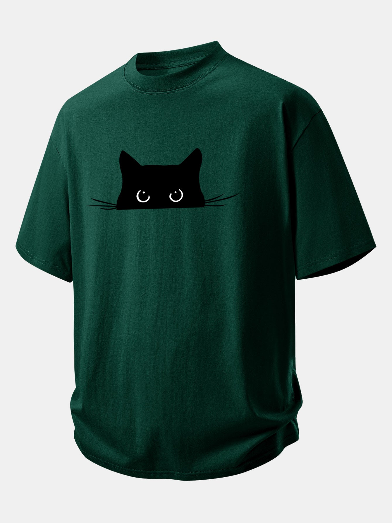 Relax Fit Black Cat Print Cotton T-Shirt