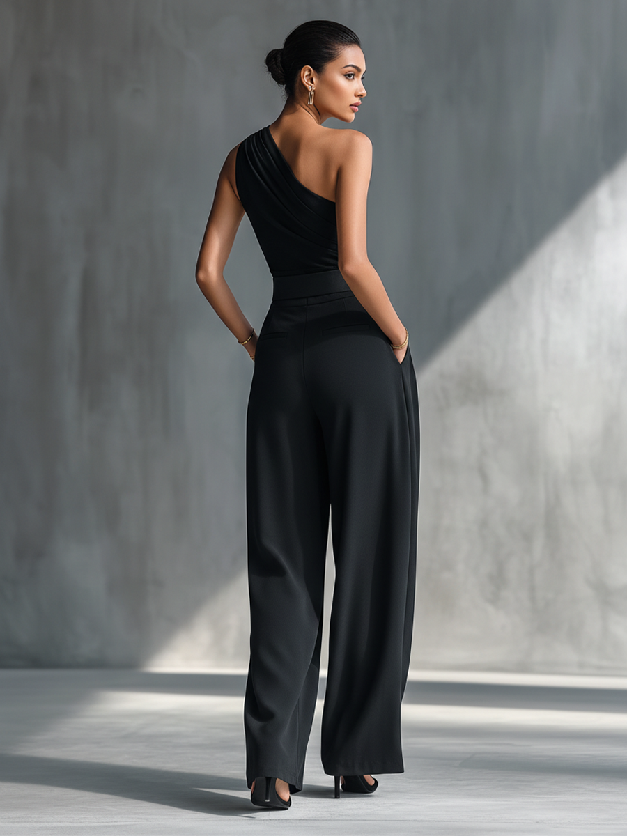 Knit Crop Top & Wide-Leg Pants Set