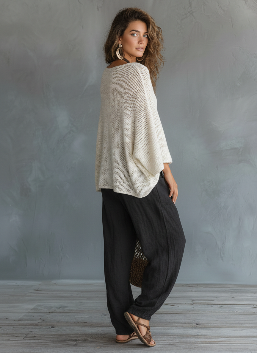 Cape Sleeve Sweater & Harem Pants Set