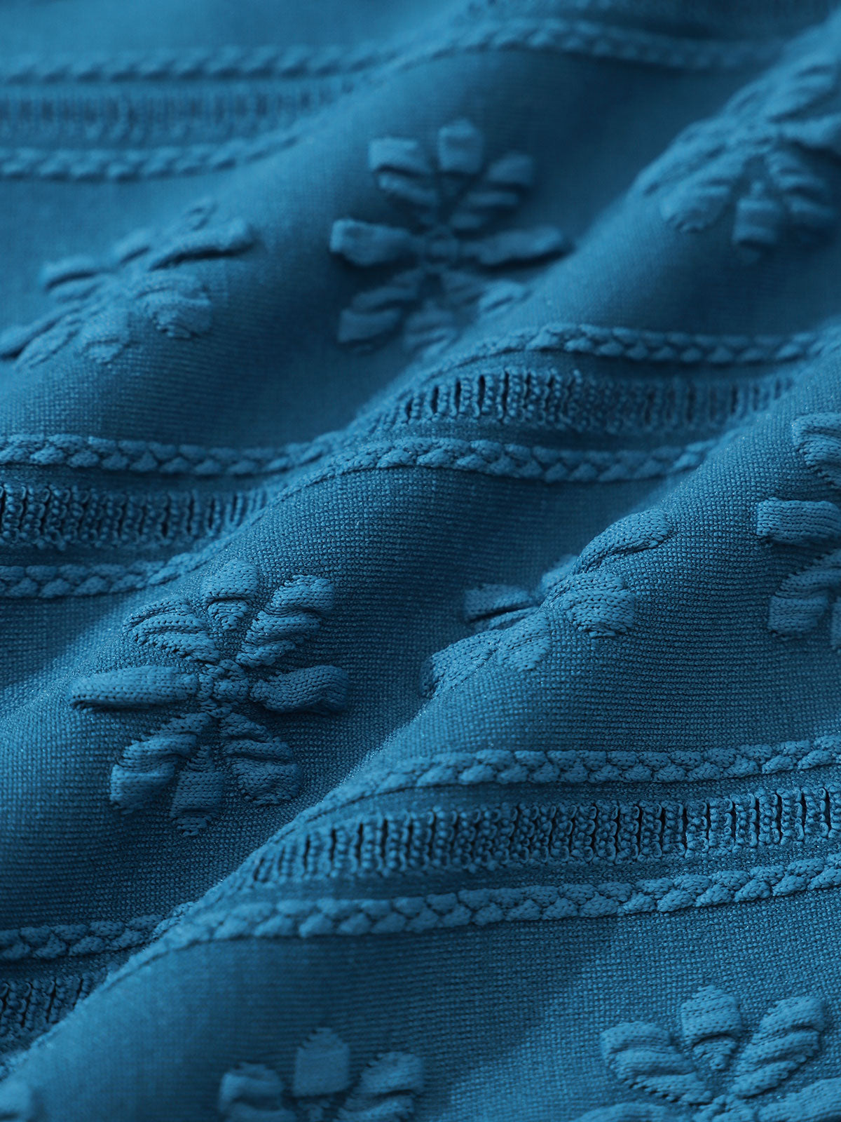 Blue Jacquard Cut Out Bikini Top