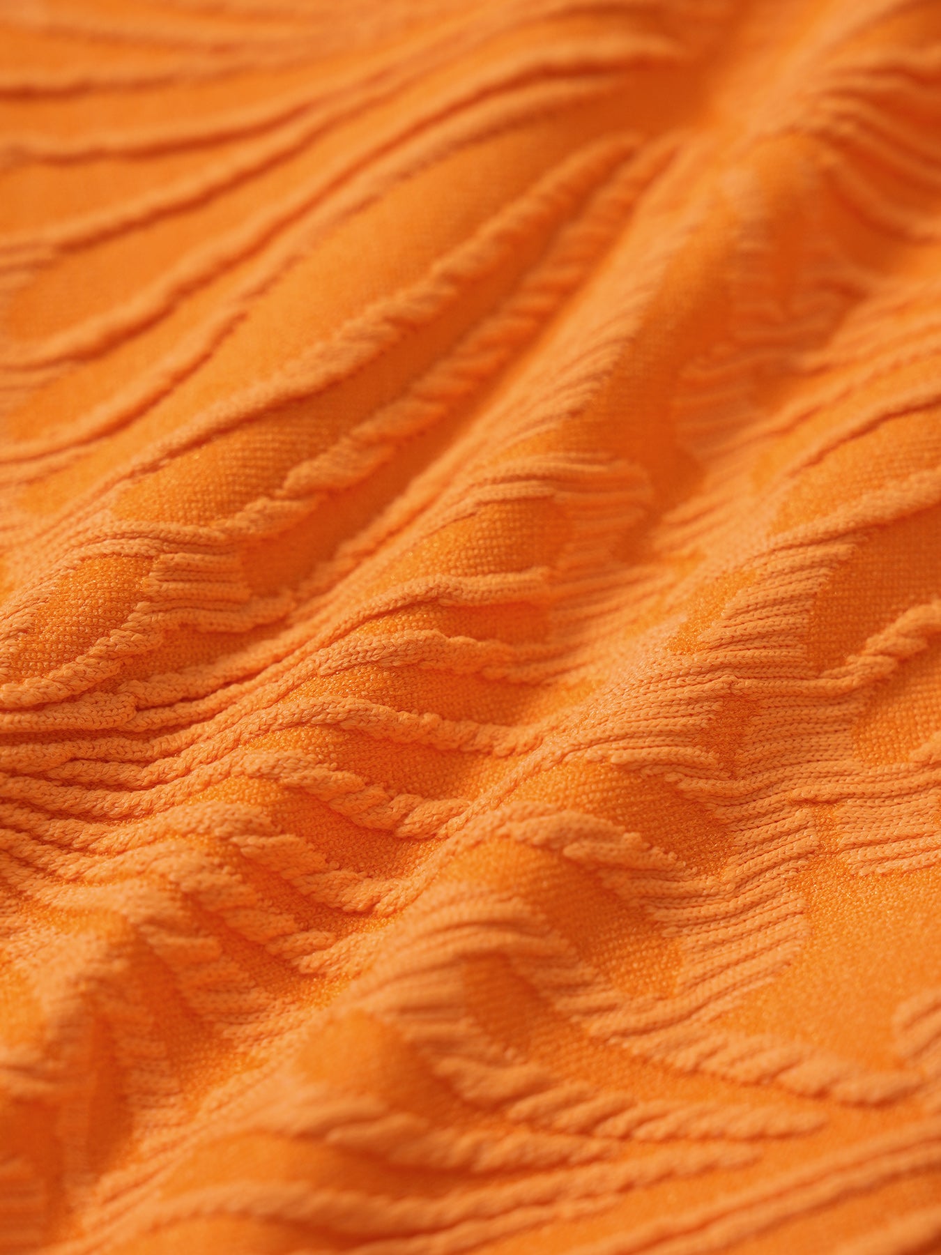 Orange Jacquard U-Ring Cross Back Bikini Top