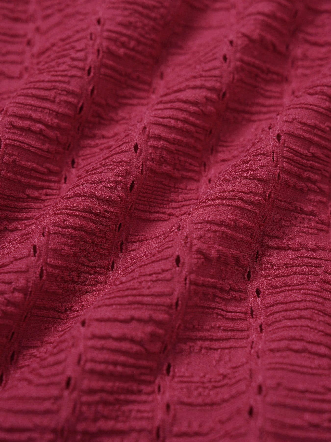 Red Textured Wide Waistband Bikini Bottom