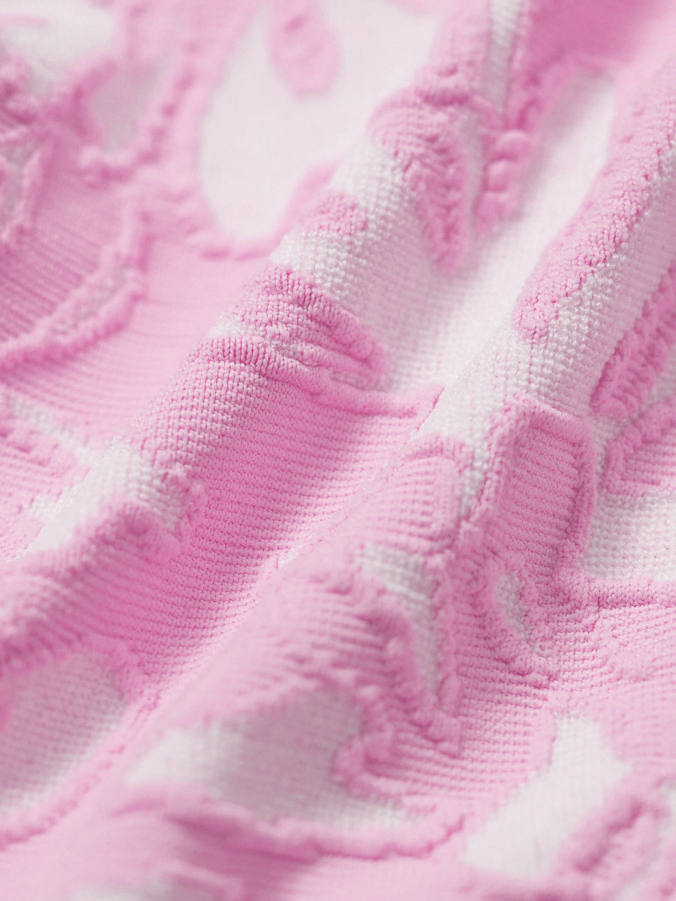 Pink Textured Cutout O-Ring Bikini Top