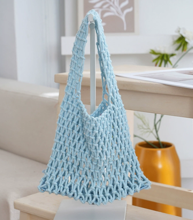 Orange Cotton Rope Crocheted Handbag