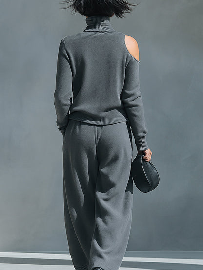 One-Shoulder Cut-Out Knit Blend Set