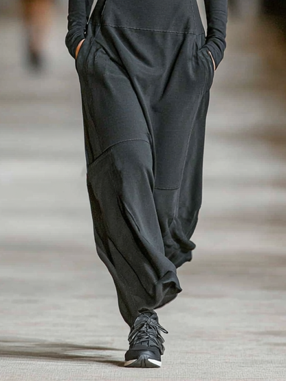 Sports Cotton Half-High Collar Zip Maxi Dress