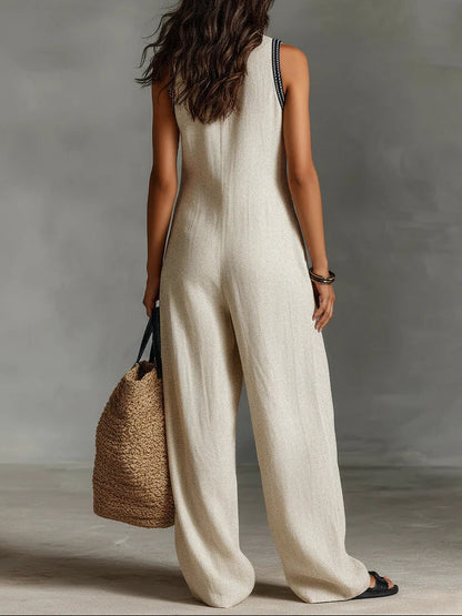 Fiamma Minimalist High Neck Sleeveless Zip Jumpsuit