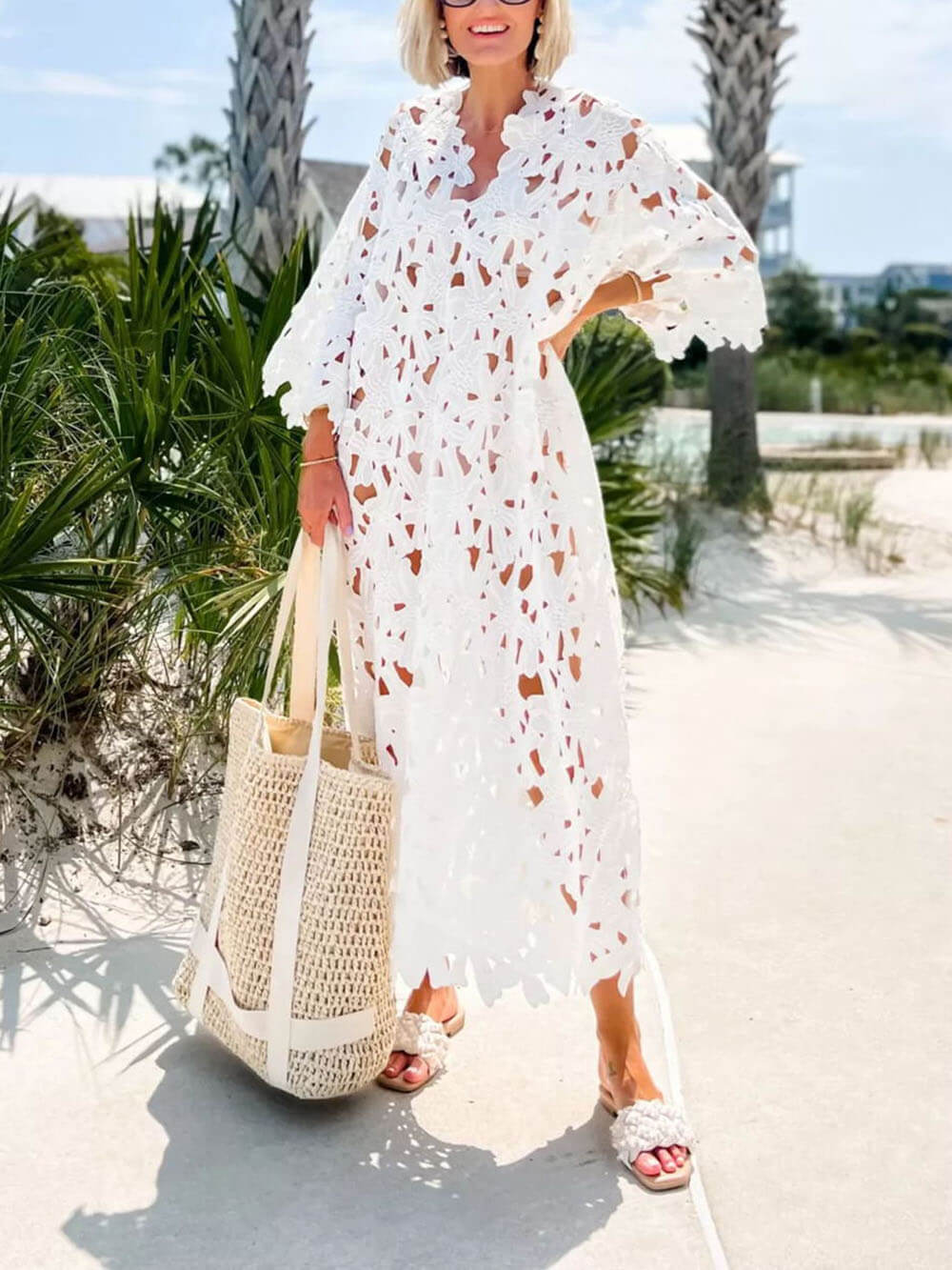 Lace Beach Cover-Up Midi Dress