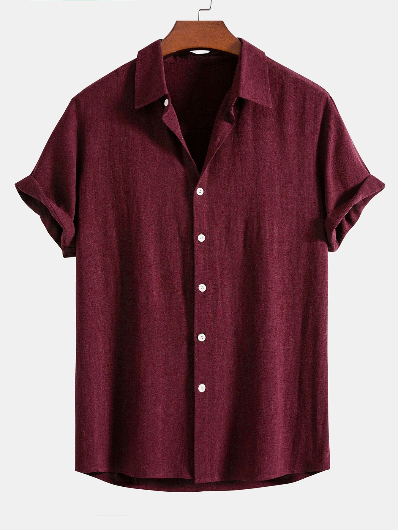 Linen Rayon Blend Button Up Shirt & Stripe Straight Leg Linen Pants