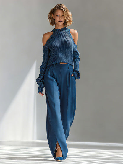 Lapel Single-Breasted Long-Sleeve Maxi Dress