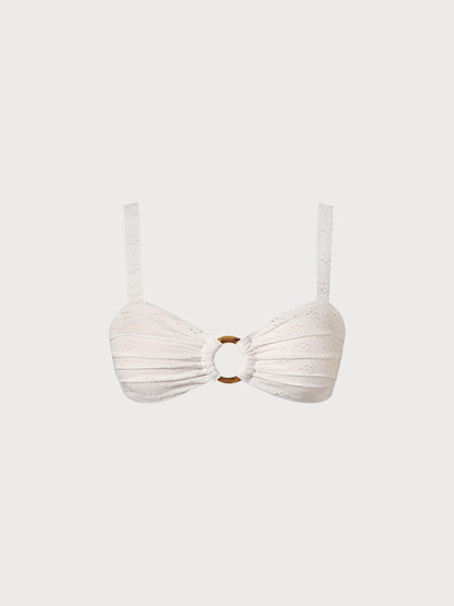 Ruched Floral Cutout Bikini Top
