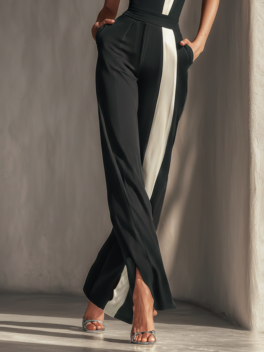 Strapless Contrast Stripe Jumpsuit