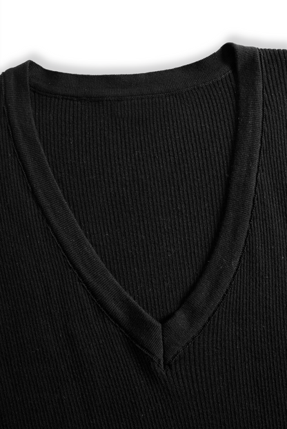 Knitted V-Neck Slim Long Sleeve Maxi Dress