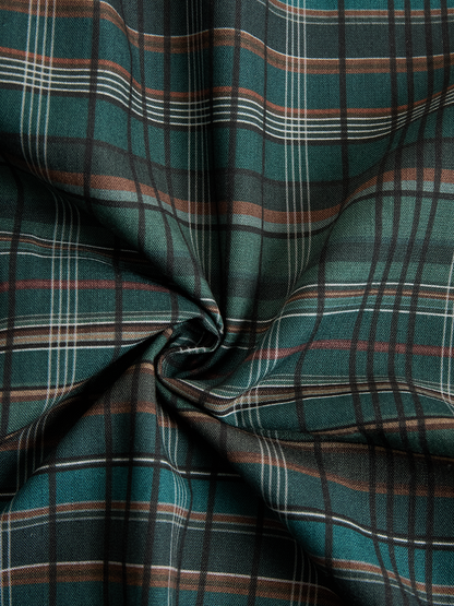 Plaid Lapel Single-Breasted Shirt Maxi Dress