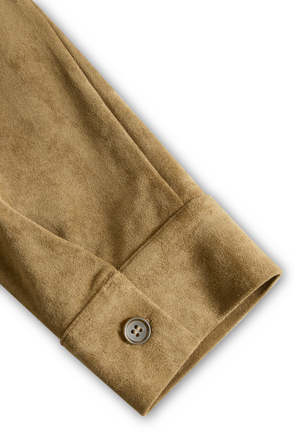 Suede Single-Breasted Lapel Long Sleeve Midi Dress