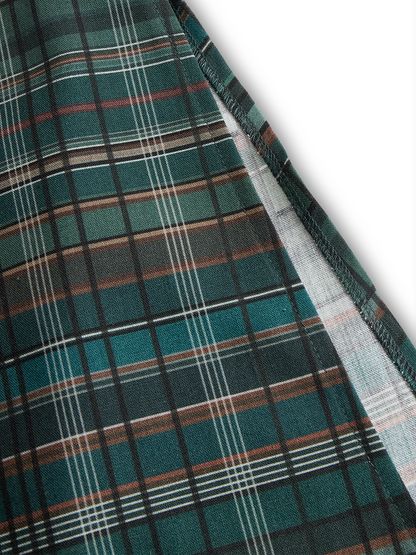 Plaid Lapel Single-Breasted Shirt Maxi Dress