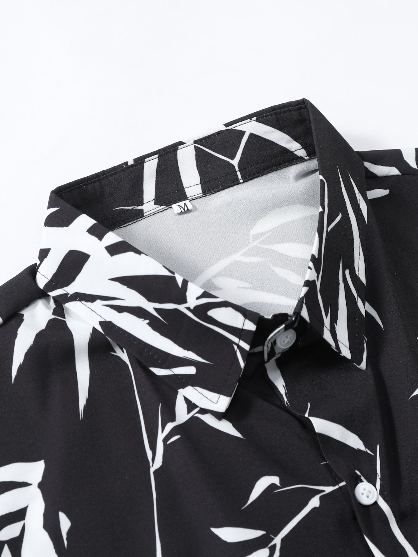 Bamboo Leaves Print Button Up Shirt