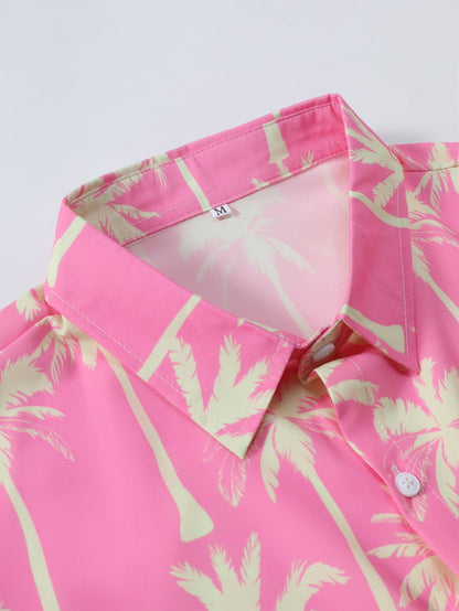 Palm Tree Print Button Up Shirt & Swim Shorts