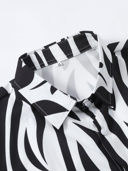 Abstract Print Button Up Shirt