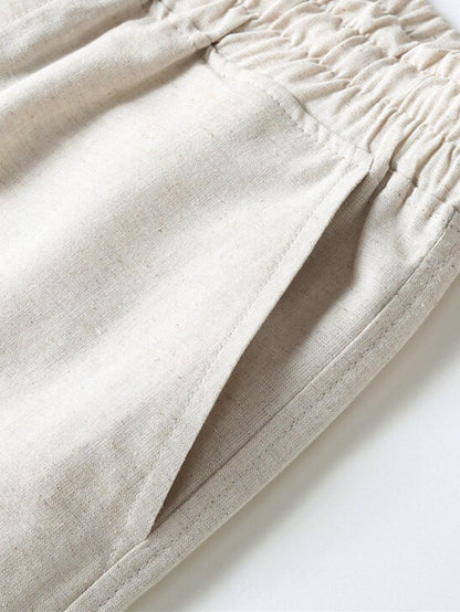 Cotton Linen Drawstring 5" Shorts