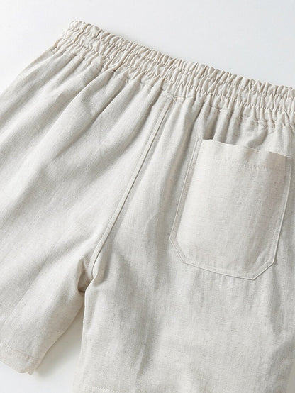 Cotton Linen Drawstring 5" Shorts