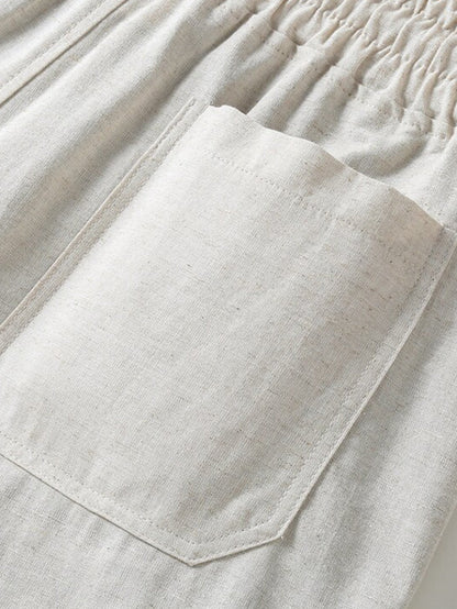 Cotton Linen Drawstring 5" Shorts