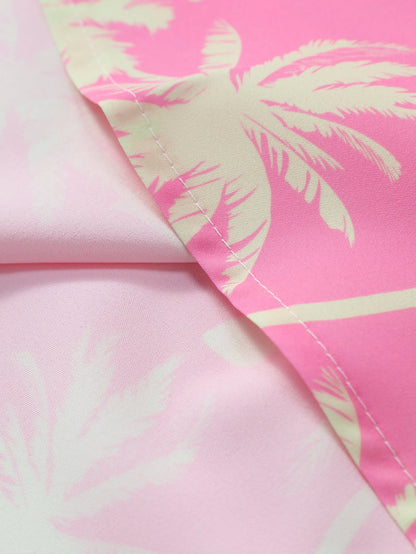 Palm Tree Print Button Up Shirt & Swim Shorts