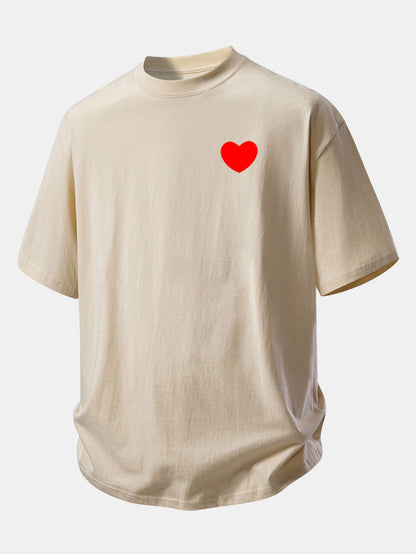 Relax Fit Heart Print Cotton T-Shirt