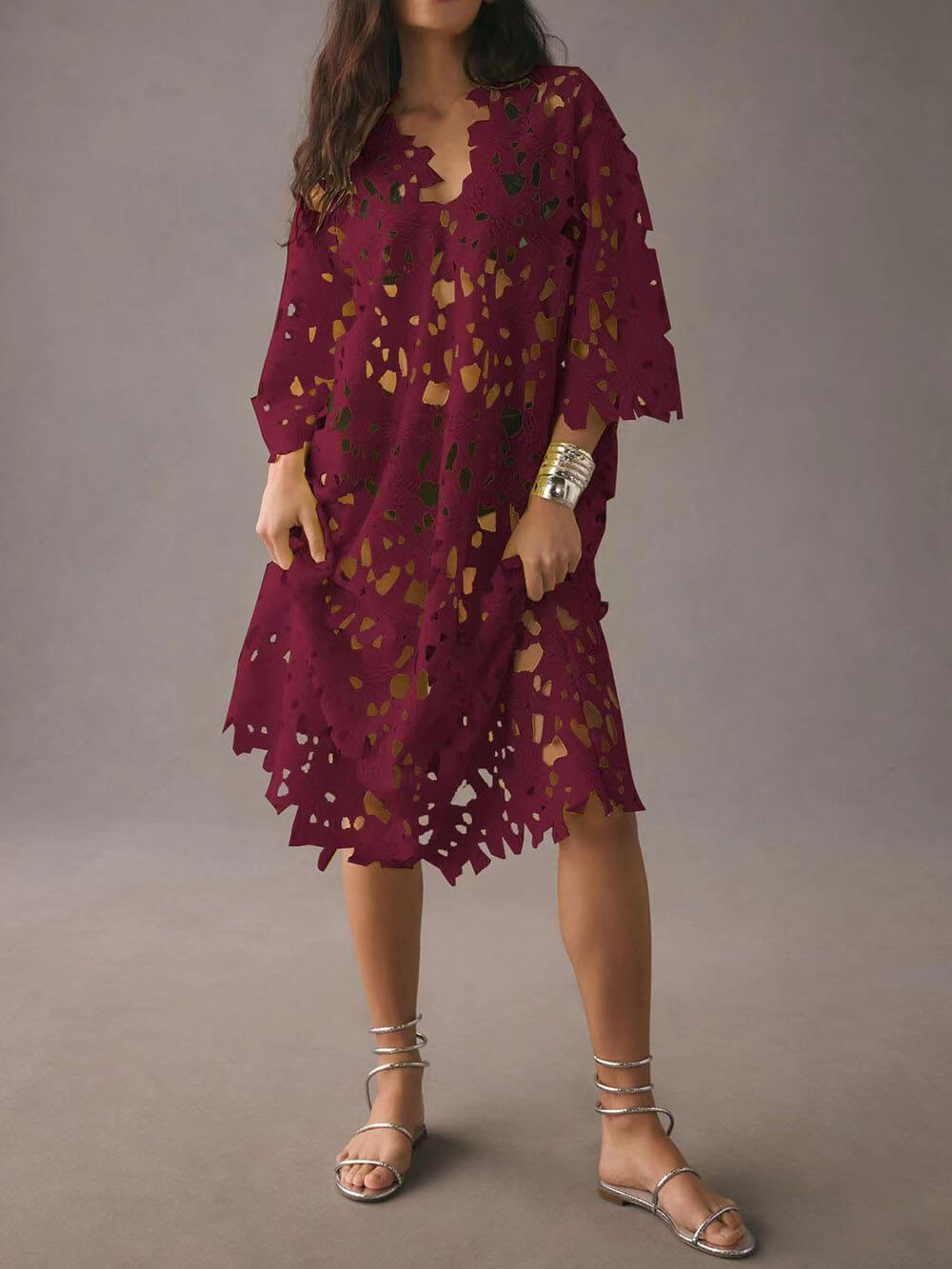 Lace Beach Cover-Up Midi Dress