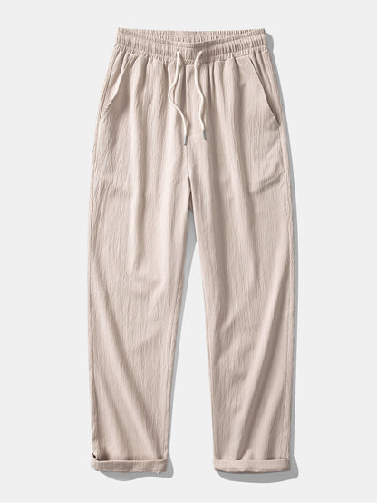 Crinkled Textured Button Up Shirt & Straight Leg Pants