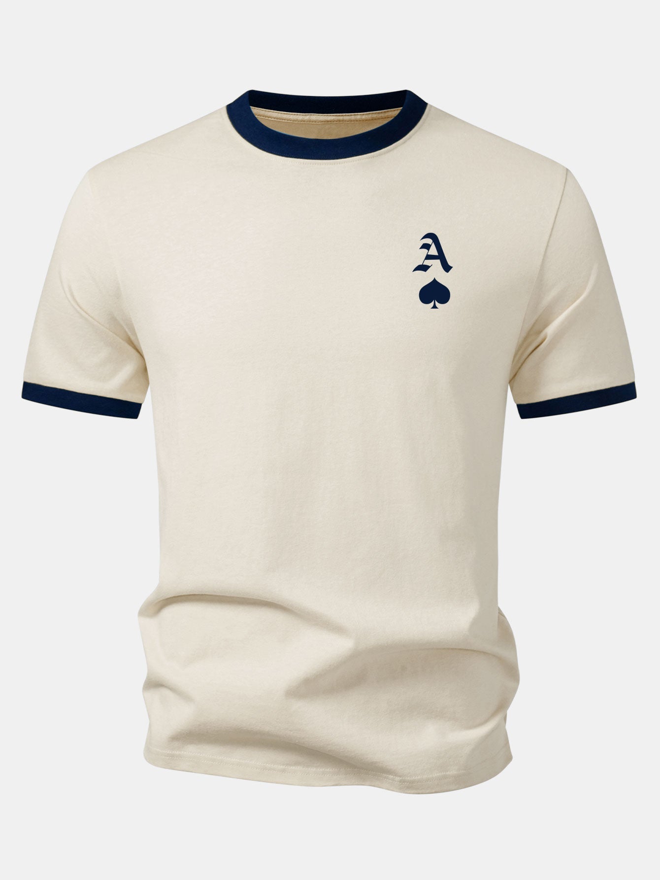 Ace Of Spades Print Contrast Ringer T-Shirt
