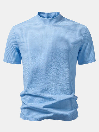 Ribbed Mock Neck T-Shirt & Straight Leg Ribbed Pants
