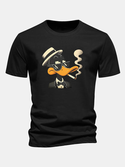 Regular Fit Dapper Duck Print Cotton T-Shirt