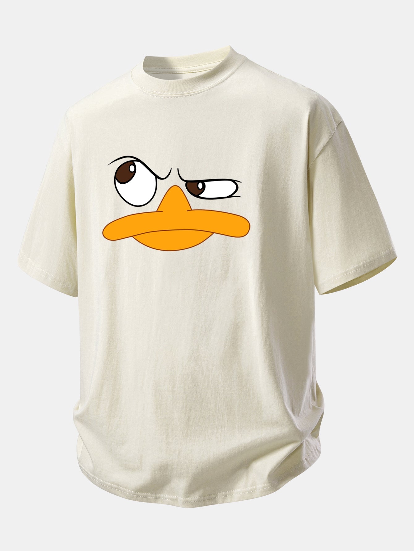 Relax Fit Emoji Duck Print Cotton T-Shirt