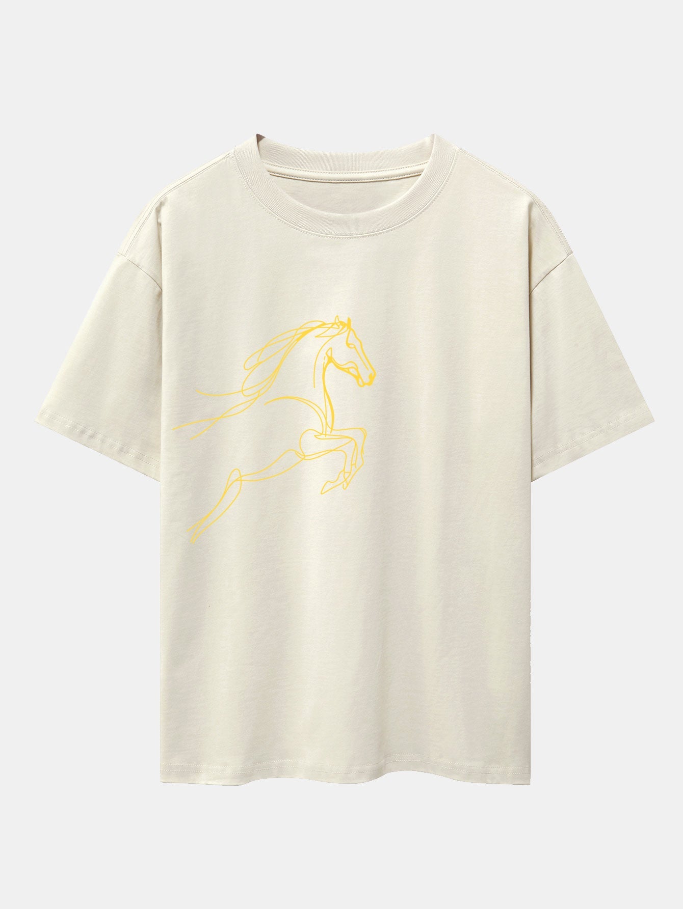Relax Fit Year of the Horse Print Cotton T-Shirt