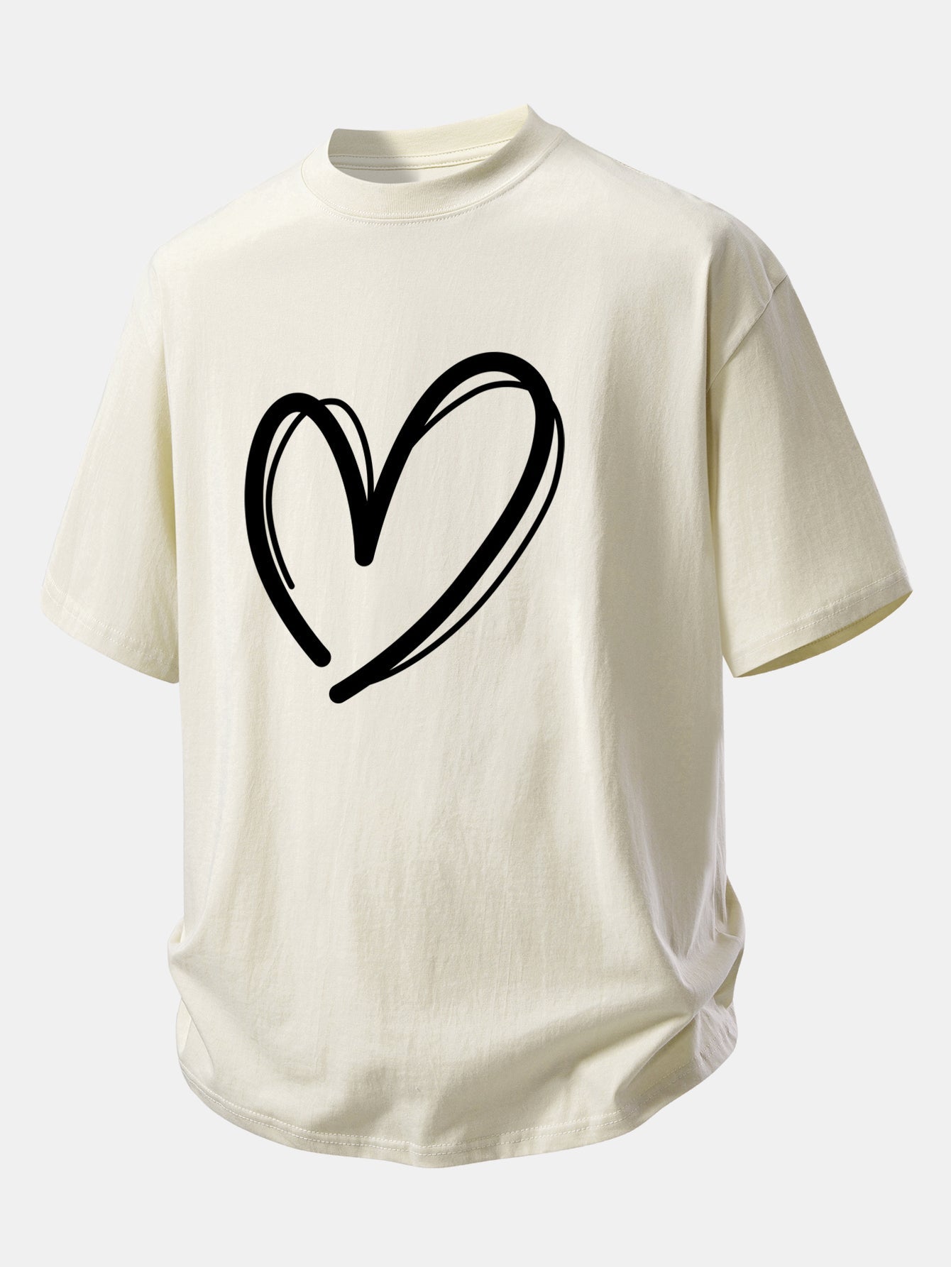 Relax Fit Heart Print Cotton T-Shirt
