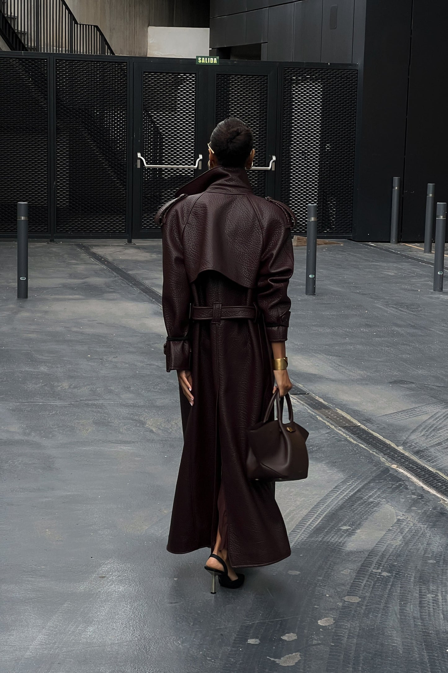 Dark Brown Textured Trench Coat
