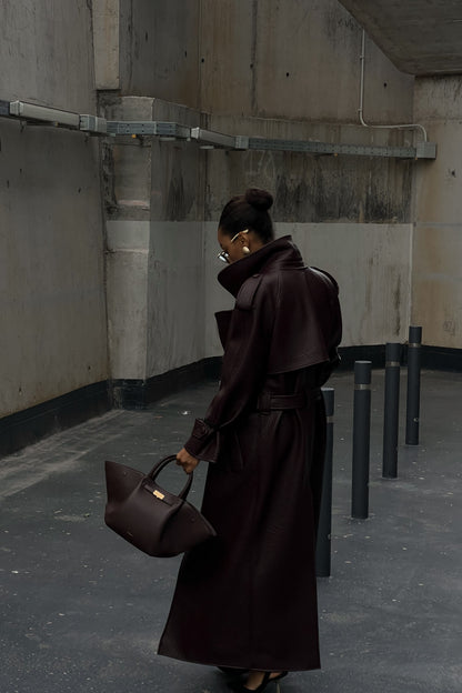 Dark Brown Textured Trench Coat