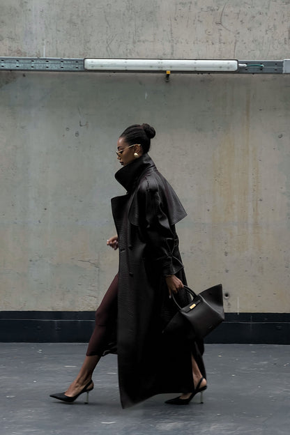 Dark Brown Textured Trench Coat