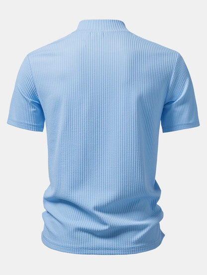 Ribbed Mock Neck T-Shirt & Straight Leg Ribbed Pants