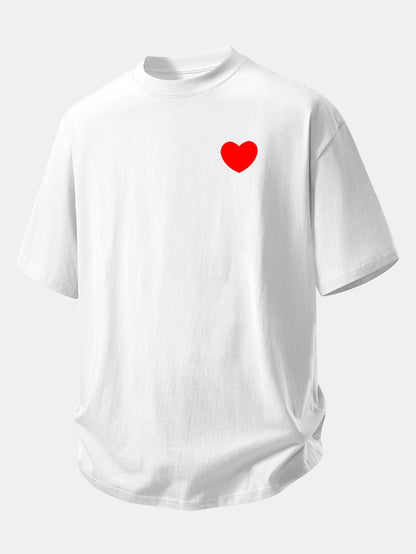 Relax Fit Heart Print Cotton T-Shirt
