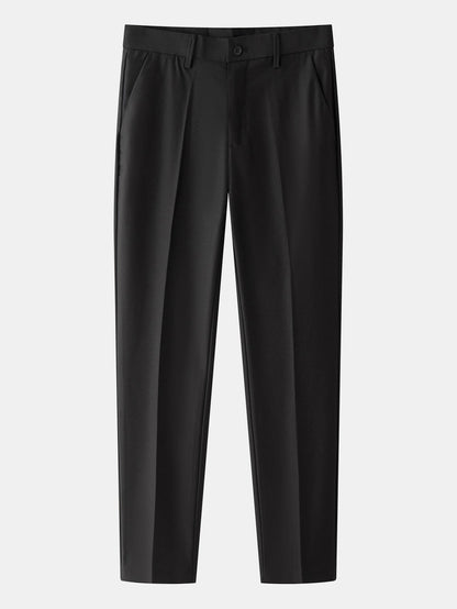 Contrast Trim Textured Zipper Knit Polo & Slim Fit Tapered Trousers