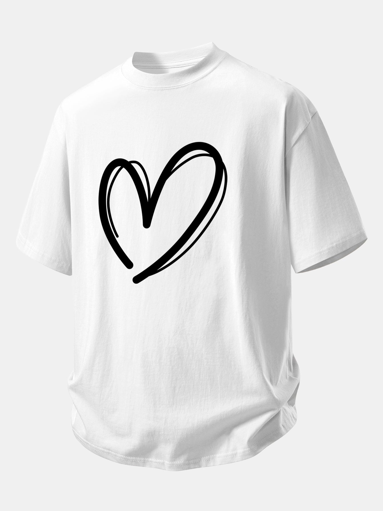 Relax Fit Heart Print Cotton T-Shirt