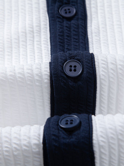 Contrast Ribbed Button Up Shirt