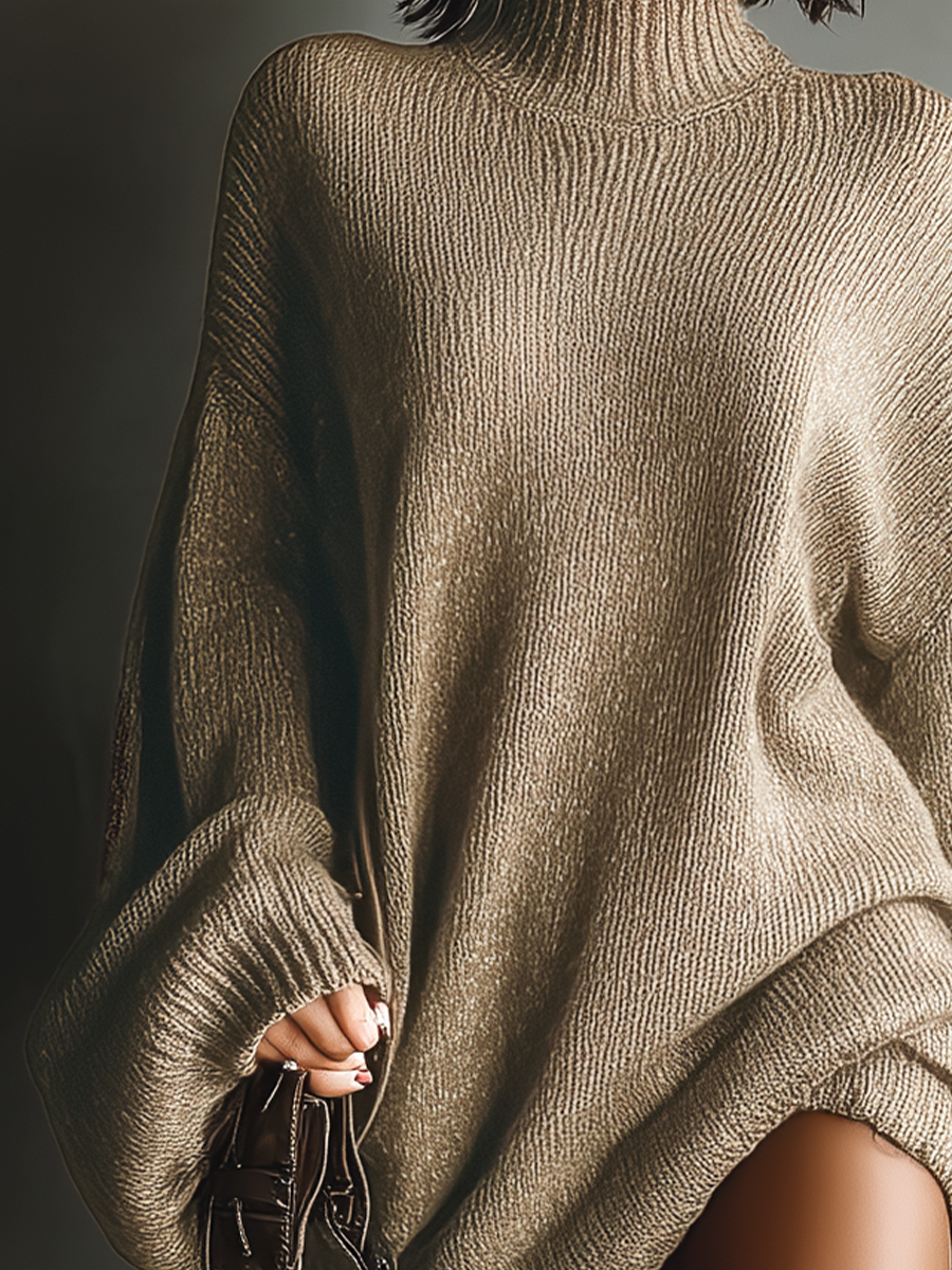Caramel Brown Vintage Knit Mini Dress