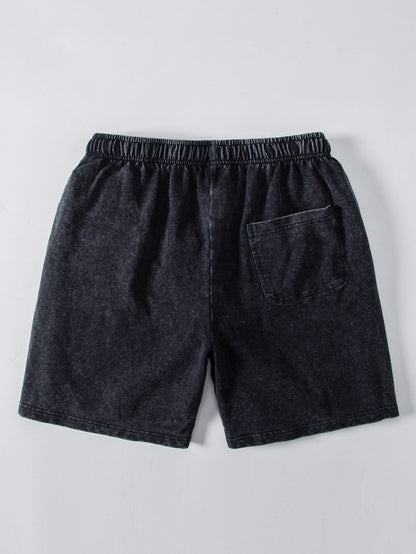 Washed Distressed Drop Shoulder Oversize T-Shirt & Drawstring Shorts