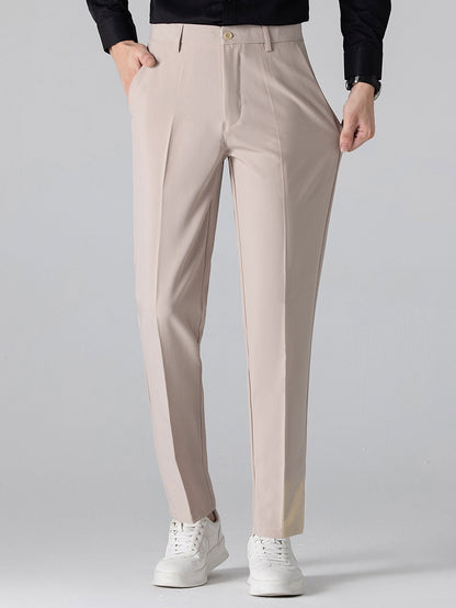 Stripe Button Up Knit Shirt & Slim Fit Tapered Trousers