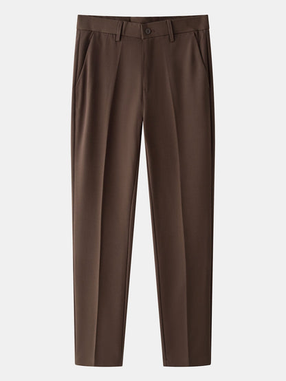 Contrast Trim Textured Zipper Knit Polo & Slim Fit Tapered Trousers