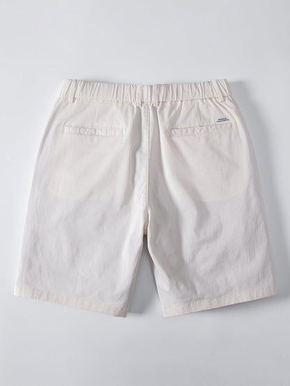 Contrast Trim Ribbed Johnny Collar Knit Polo & Elastic Waist Chino Shorts
